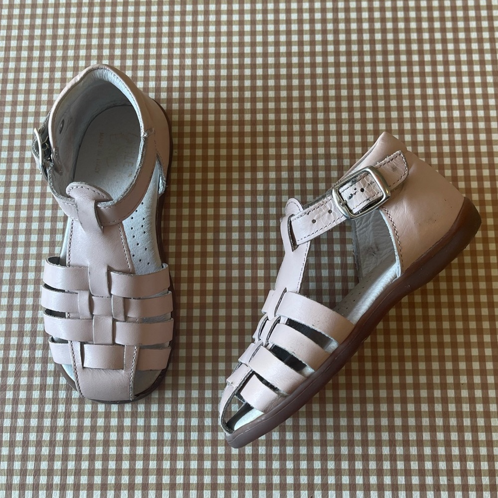 Little Eric fisherman leather sandals. Made in Italy. Light pink. Size 24 EU